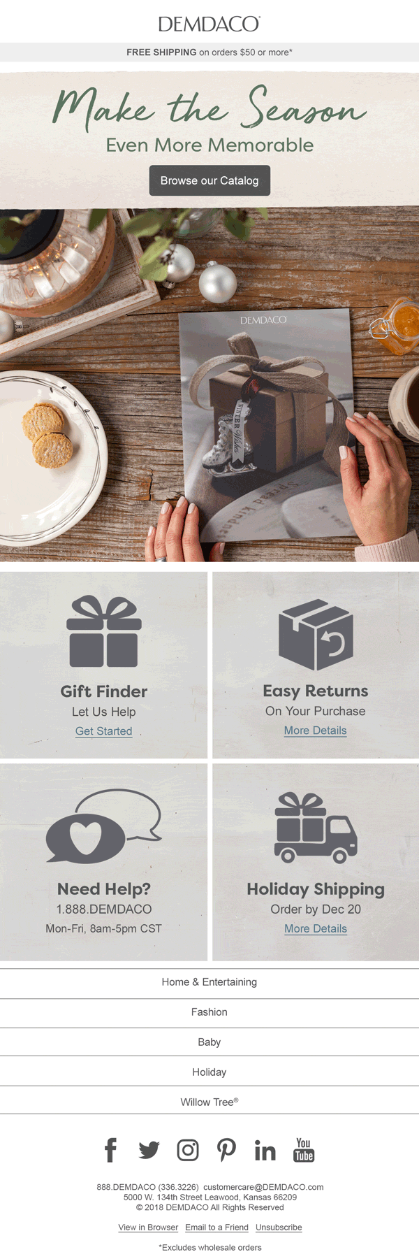 Holiday Catalog email