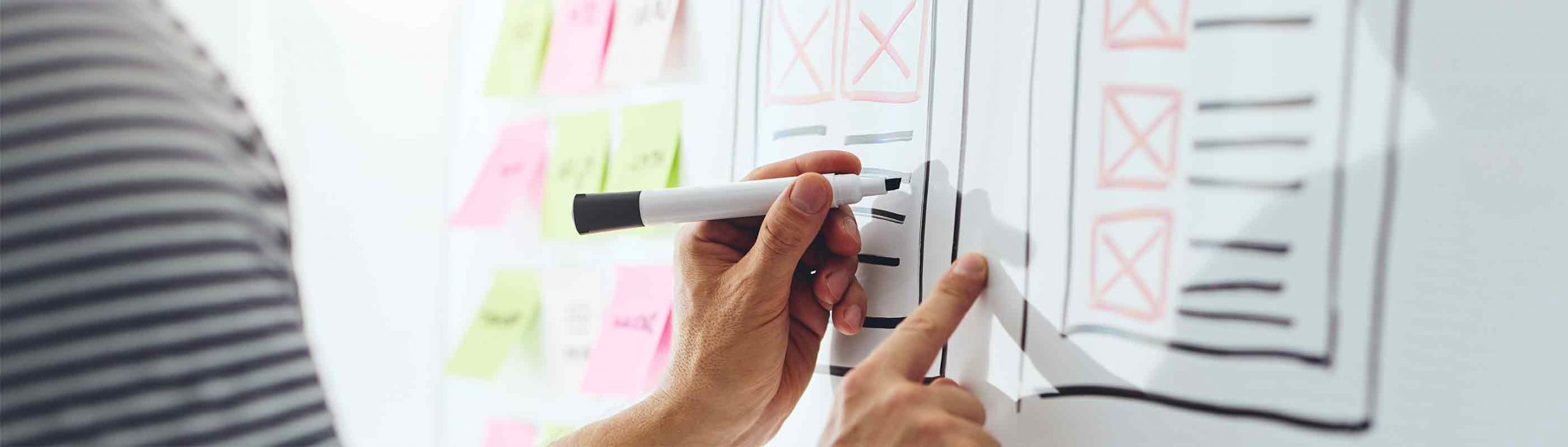 drawing Drawing wireframes on whiteboard