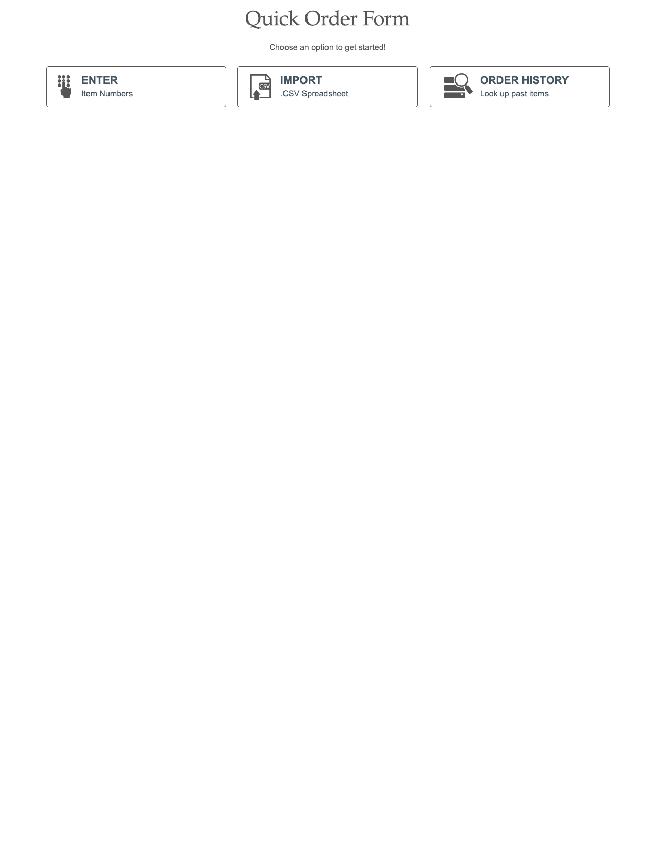 Quick Order Form
